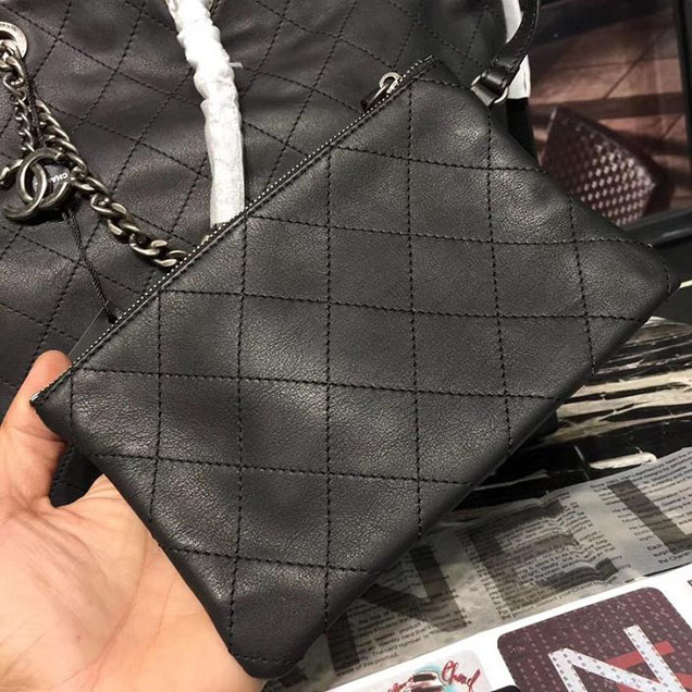 Chanel Hobo Tote Bag Large 30cm Calfskin Leather Fall Winter 2017 Act 1 Collection Black