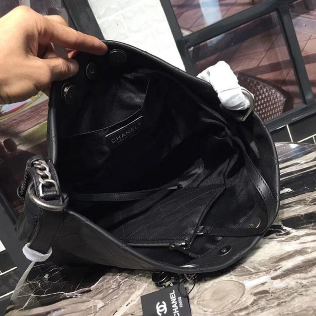 Chanel Hobo Tote Bag Large 30cm Calfskin Leather Fall Winter 2017 Act 1 Collection Black