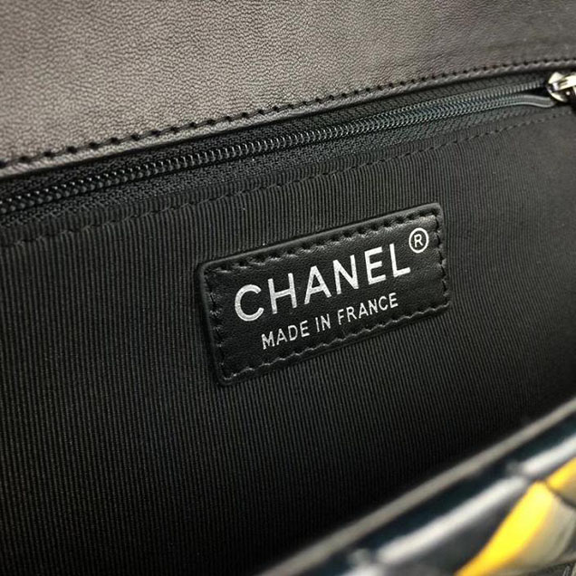 Chanel Flap Shoulder Chevron Bag 28cm Python Lambskin Leather Fall Winter 2017 Act 2 Collection Black