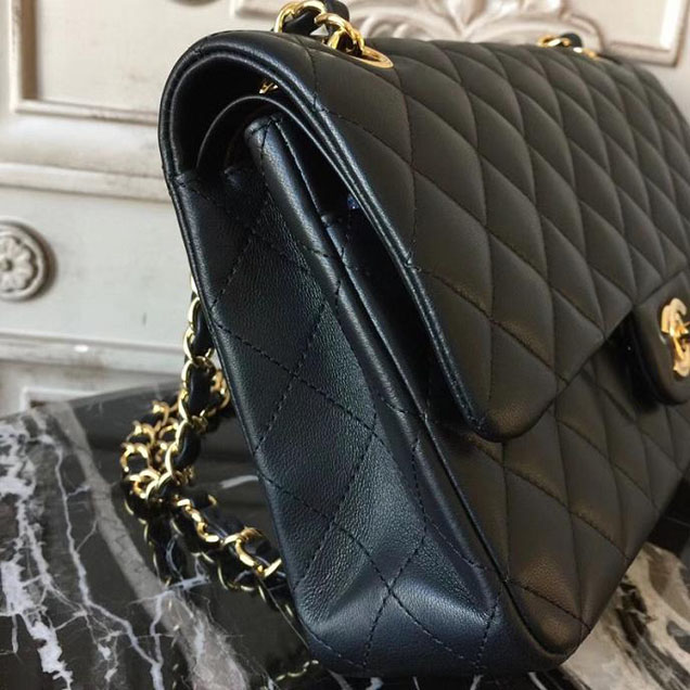 Chanel Classic Flap Bag Medium 25cm Lambskin Leather Fall Winter 2017 Act 2 Collection Black