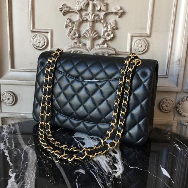 Chanel Classic Flap Bag Medium 25cm Lambskin Leather Fall Winter 2017 Act 2 Collection Black
