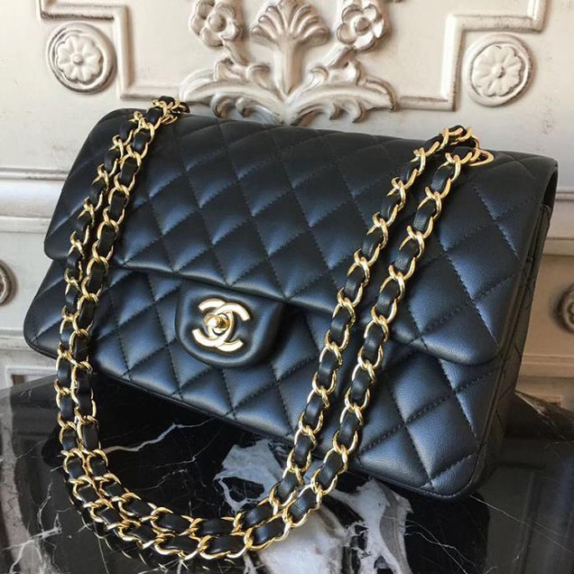 Chanel Classic Flap Bag Medium 25cm Lambskin Leather Fall Winter 2017 Act 2 Collection Black