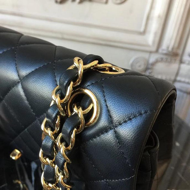 Chanel Classic Flap Bag Medium 25cm Lambskin Leather Fall Winter 2017 Act 2 Collection Black