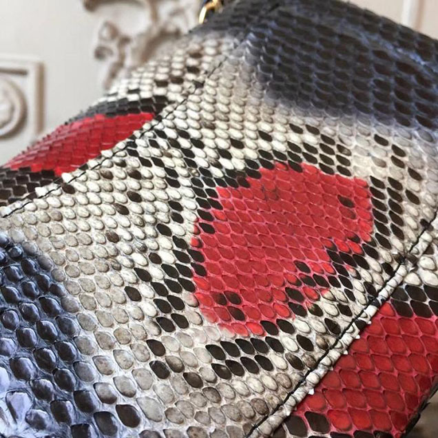 Chanel Classic Flap Bag 20cm Python Lambskin Leather Fall Winter 2017 Act 2 Collection Black Multi