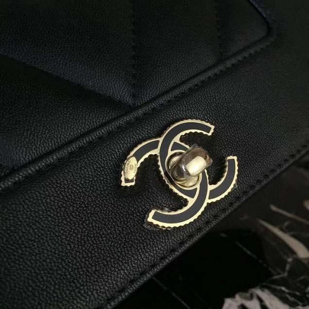 Chanel Mademoiselle Vintage Chevron Small Flap 20cm Bag Caviar Leather Fall Winter 2017 Act 2 Collection Black