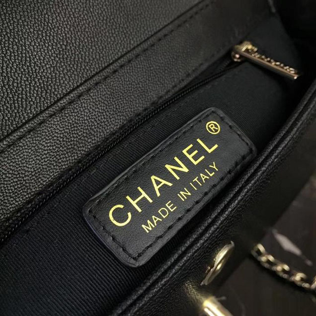 Chanel Mademoiselle Vintage Chevron Small Flap 20cm Bag Caviar Leather Fall Winter 2017 Act 2 Collection Black