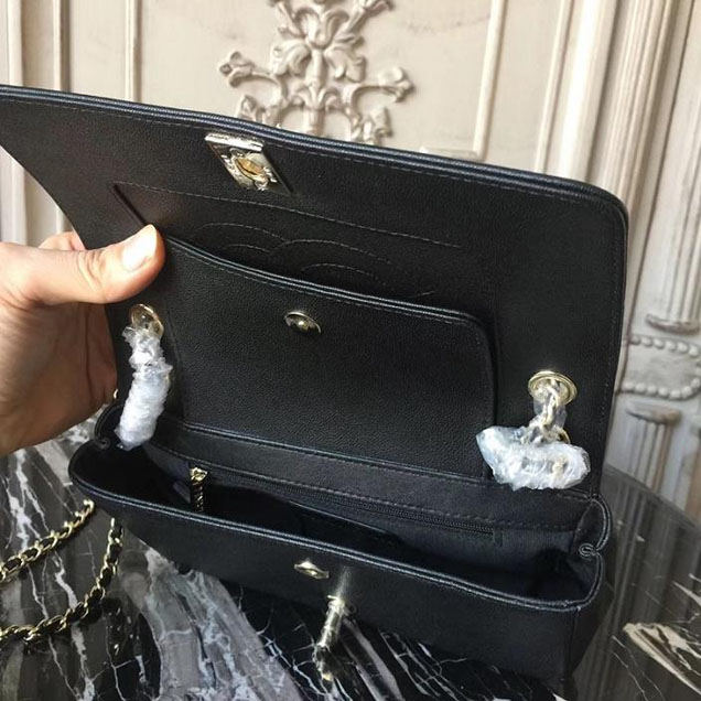 Chanel Mademoiselle Vintage Chevron Small Flap 20cm Bag Caviar Leather Fall Winter 2017 Act 2 Collection Black
