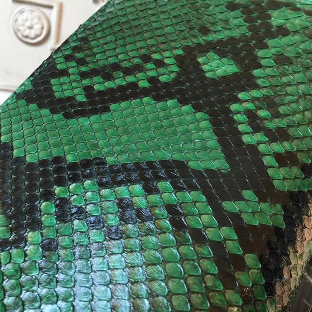 Chanel Flap 24cm Bag with Enamel Handle Python Leather Fall Winter 2017 Act 2 Collection Green