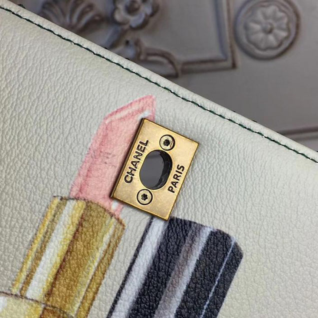 Chanel Flap 24cm Bag with Enamel Handle Python Leather Fall Winter 2017 Act 2 Collection Green