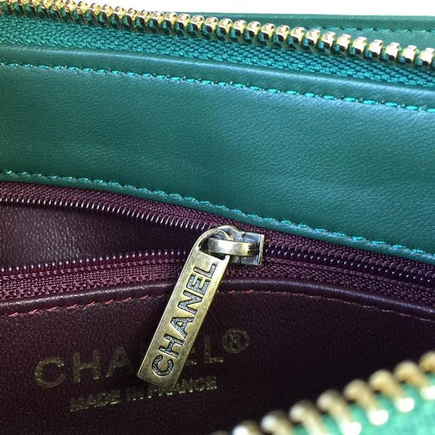 Chanel Flap 24cm Bag with Enamel Handle Python Leather Fall Winter 2017 Act 2 Collection Green