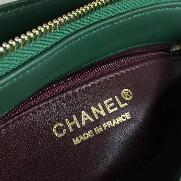 Chanel Flap 24cm Bag with Enamel Handle Python Leather Fall Winter 2017 Act 2 Collection Green