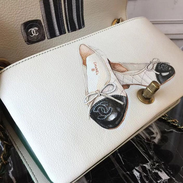 Chanel Flap 24cm Bag with Enamel Handle Python Leather Fall Winter 2017 Act 2 Collection Green