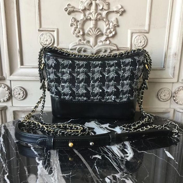 Chanel Tweed Gabrielle Hobo Bag Small 20cm Lambskin Leather Fall Winter 2017 Act 2 Collection White Black