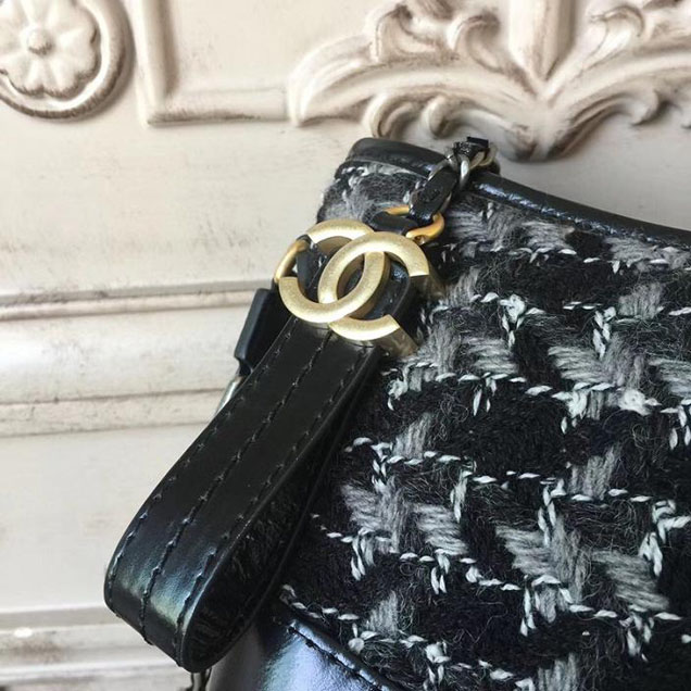 Chanel Tweed Gabrielle Hobo Bag Small 20cm Lambskin Leather Fall Winter 2017 Act 2 Collection White Black