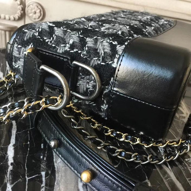Chanel Tweed Gabrielle Hobo Bag Small 20cm Lambskin Leather Fall Winter 2017 Act 2 Collection White Black