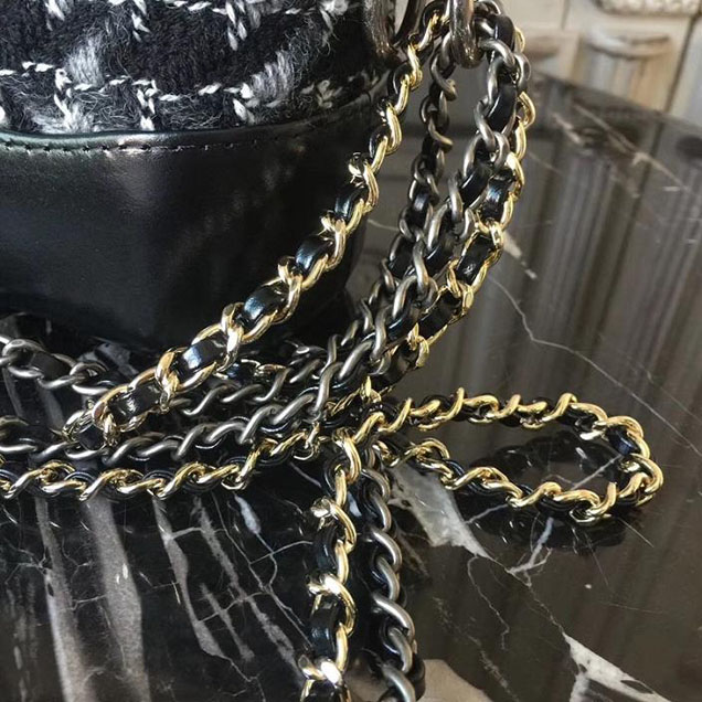 Chanel Tweed Gabrielle Hobo Bag Small 20cm Lambskin Leather Fall Winter 2017 Act 2 Collection White Black