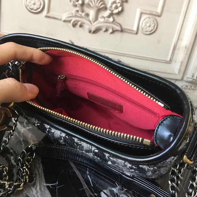 Chanel Tweed Gabrielle Hobo Bag Small 20cm Lambskin Leather Fall Winter 2017 Act 2 Collection White Black