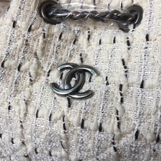 Chanel Tweed Gabrielle Backpack Bag Small 23cm Lambskin Leather Fall Winter 2017 Act 2 Collection White Black
