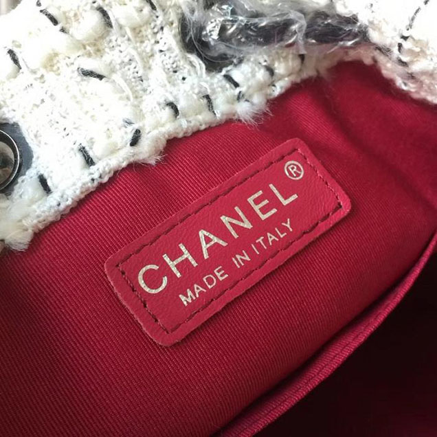 Chanel Tweed Gabrielle Backpack Bag Small 23cm Lambskin Leather Fall Winter 2017 Act 2 Collection White Black