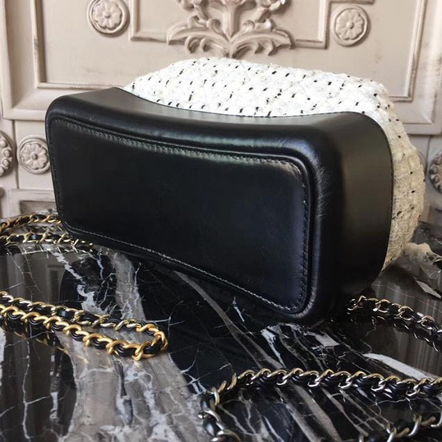 Chanel Tweed Gabrielle Backpack Bag Small 23cm Lambskin Leather Fall Winter 2017 Act 2 Collection White Black