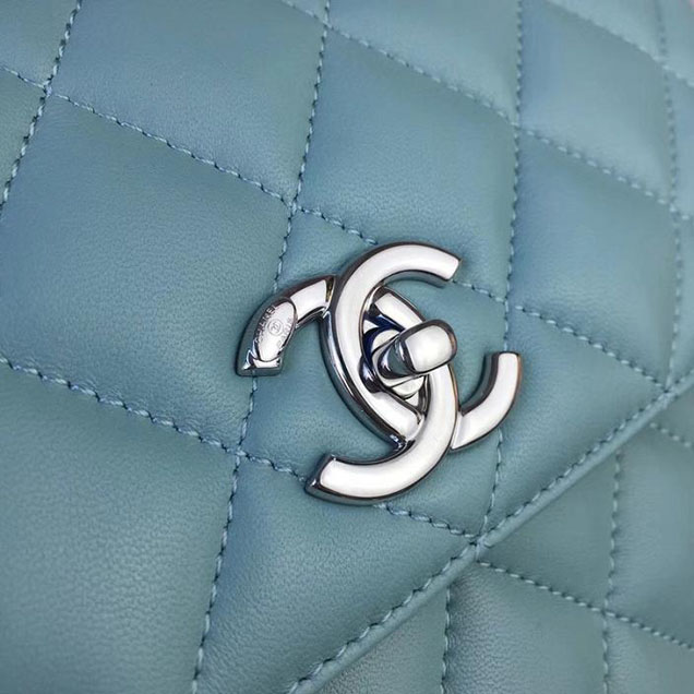 Chanel Trendy CC Medium Top Handle Bag 25cm Lambskin Leather Fall Winter 2017 Act 2 Collection Seagreen