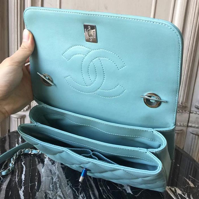 Chanel Trendy CC Medium Top Handle Bag 25cm Lambskin Leather Fall Winter 2017 Act 2 Collection Seagreen
