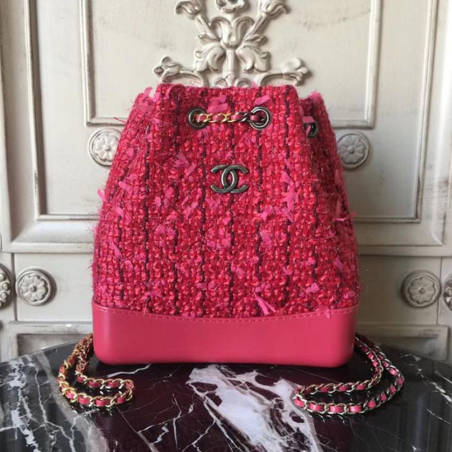 Chanel Tweed Gabrielle Backpack 23cm Bag Lambskin Leather Metiers D’Art Pre-Fall 2017 Collection Red