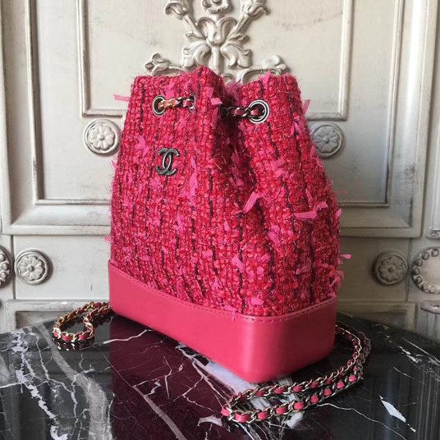Chanel Tweed Gabrielle Backpack 23cm Bag Lambskin Leather Metiers D’Art Pre-Fall 2017 Collection Red