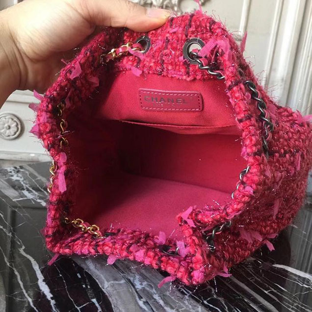 Chanel Tweed Gabrielle Backpack 23cm Bag Lambskin Leather Metiers D’Art Pre-Fall 2017 Collection Red