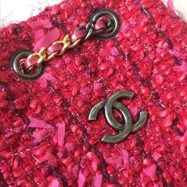 Chanel Tweed Gabrielle Backpack 23cm Bag Lambskin Leather Metiers D’Art Pre-Fall 2017 Collection Red