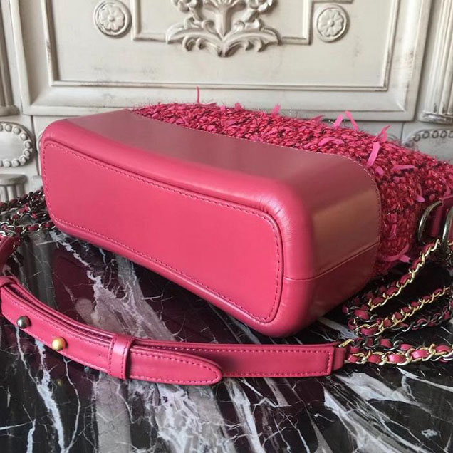 Chanel Tweed Gabrielle Hobo 28cm Bag Lambskin Leather Metiers D’Art Pre-Fall 2017 Collection Red