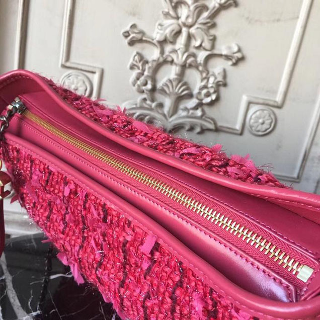 Chanel Tweed Gabrielle Hobo 28cm Bag Lambskin Leather Metiers D’Art Pre-Fall 2017 Collection Red