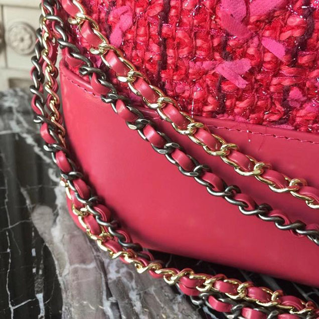 Chanel Tweed Gabrielle Hobo 28cm Bag Lambskin Leather Metiers D’Art Pre-Fall 2017 Collection Red