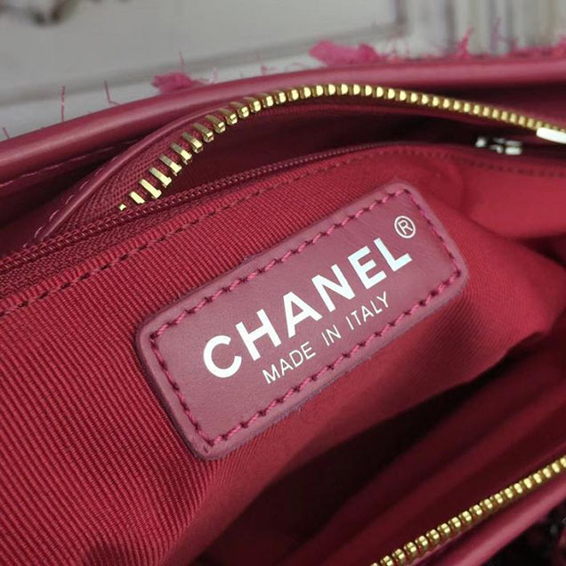 Chanel Tweed Gabrielle Hobo 28cm Bag Lambskin Leather Metiers D’Art Pre-Fall 2017 Collection Red