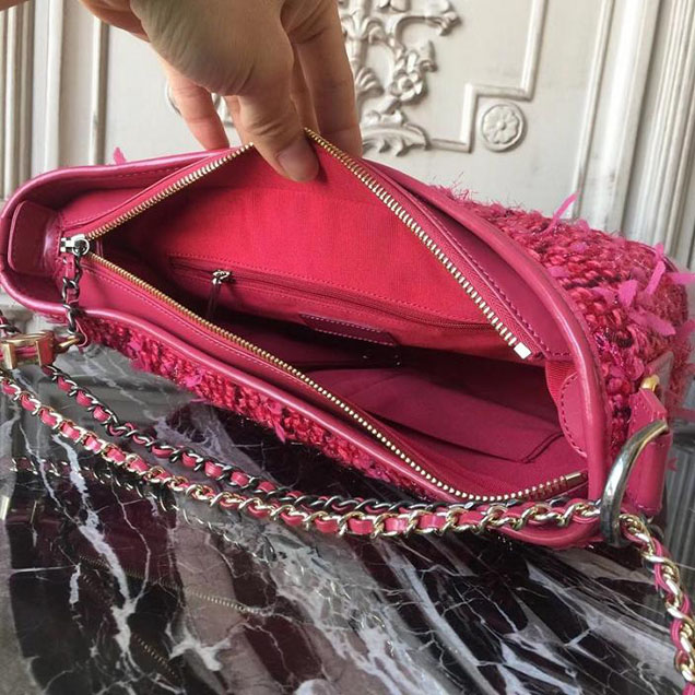 Chanel Tweed Gabrielle Hobo 28cm Bag Lambskin Leather Metiers D’Art Pre-Fall 2017 Collection Red