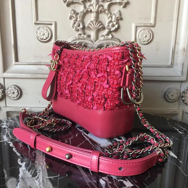 Chanel Tweed Gabrielle Hobo 20cm Bag Lambskin Leather Metiers D’Art Pre-Fall 2017 Collection Red