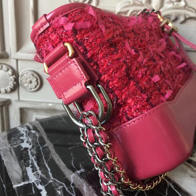 Chanel Tweed Gabrielle Hobo 20cm Bag Lambskin Leather Metiers D’Art Pre-Fall 2017 Collection Red