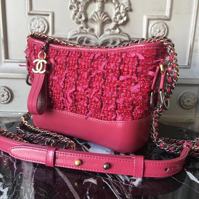 Chanel Tweed Gabrielle Hobo 20cm Bag Lambskin Leather Metiers D’Art Pre-Fall 2017 Collection Red