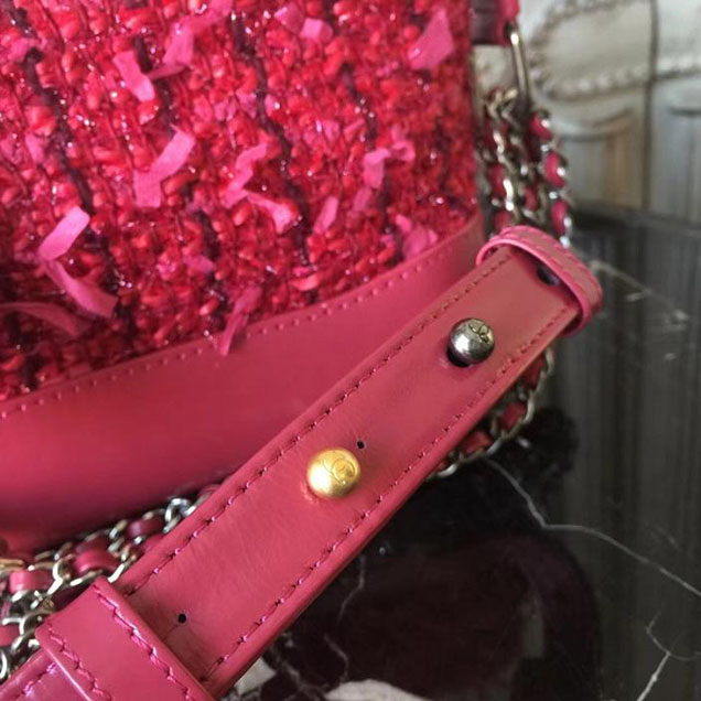 Chanel Tweed Gabrielle Hobo 20cm Bag Lambskin Leather Metiers D’Art Pre-Fall 2017 Collection Red
