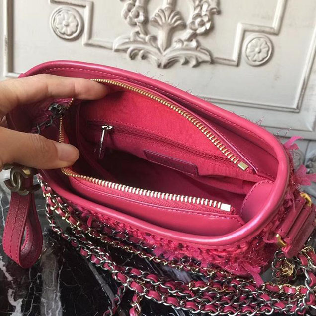 Chanel Tweed Gabrielle Hobo 20cm Bag Lambskin Leather Metiers D’Art Pre-Fall 2017 Collection Red