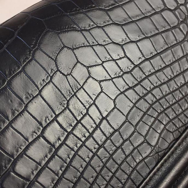 Chanel Boy 25cm Bag Crocodile Pattern and Lambskin Leather Antique Gold Hardware Cruise 2018 Collection Black