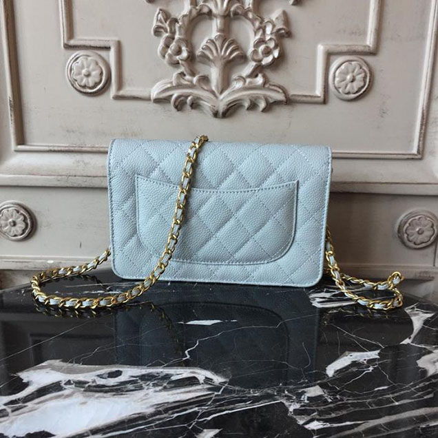 Chanel WOC Wallet on A Chain Bag Small 18cm Caviar Leather Cruise 2018 Collection Light Blue