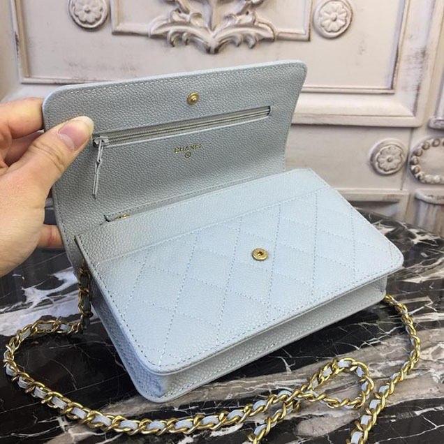 Chanel WOC Wallet on A Chain Bag Small 18cm Caviar Leather Cruise 2018 Collection Light Blue
