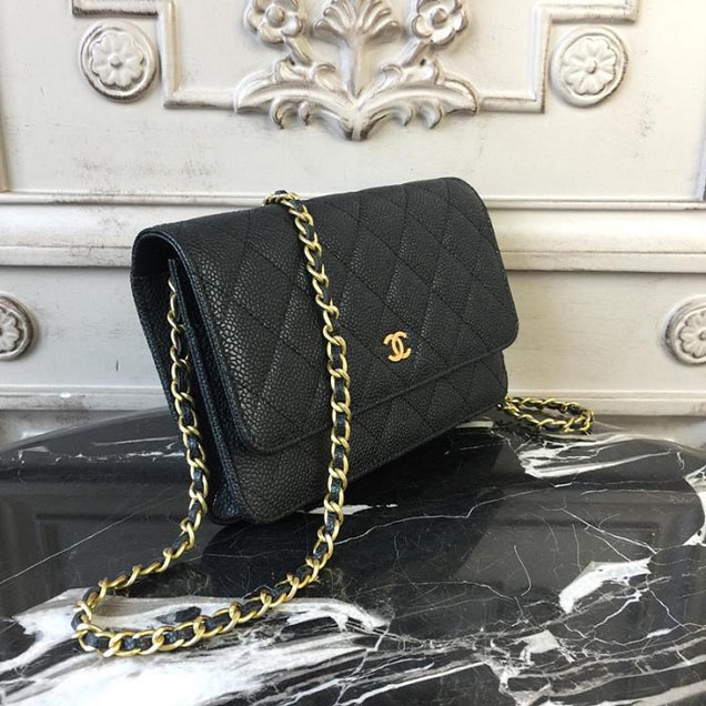 Chanel WOC Wallet on A Chain Bag Small 18cm Caviar Leather Cruise 2018 Collection Black