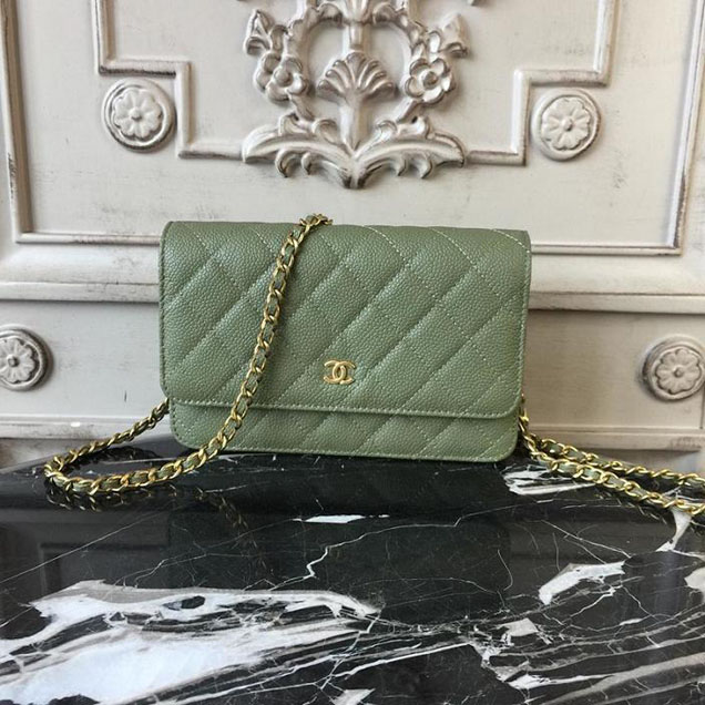 Chanel WOC Wallet on A Chain Bag Small 18cm Caviar Leather Cruise 2018 Collection Green