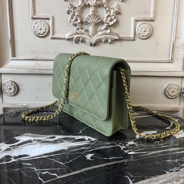 Chanel WOC Wallet on A Chain Bag Small 18cm Caviar Leather Cruise 2018 Collection Green