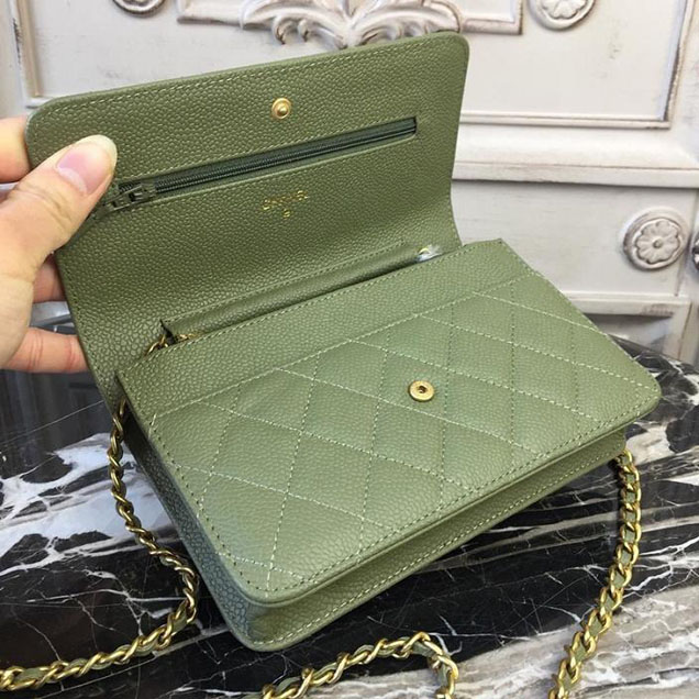 Chanel WOC Wallet on A Chain Bag Small 18cm Caviar Leather Cruise 2018 Collection Green