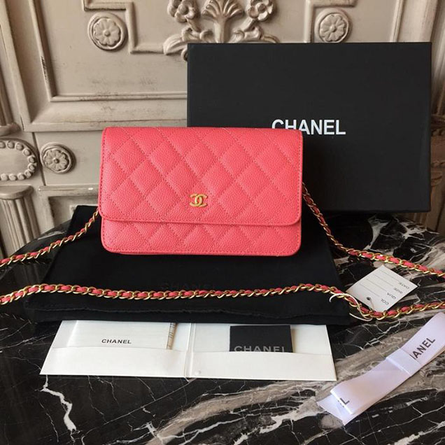 Chanel WOC Wallet on A Chain Bag Small 18cm Caviar Leather Cruise 2018 Collection Pink