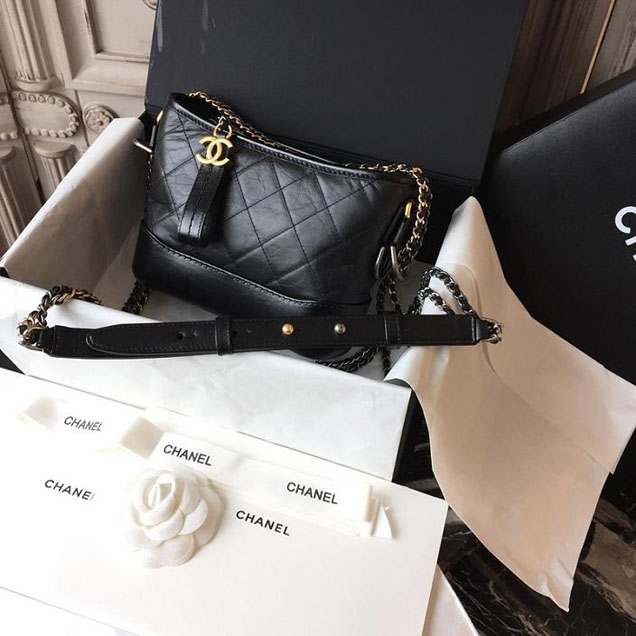 Chanel Gabrielle Hobo Bag Small 20cm Lambskin Leather Cruise 2018 Collection Black