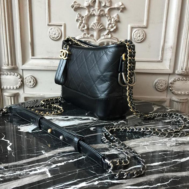Chanel Gabrielle Hobo Bag Small 20cm Lambskin Leather Cruise 2018 Collection Black